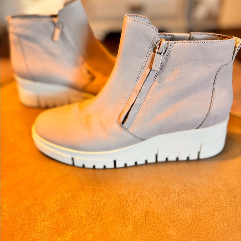 Vionic, beige, the Uptown Sur Suede Wedge Booties